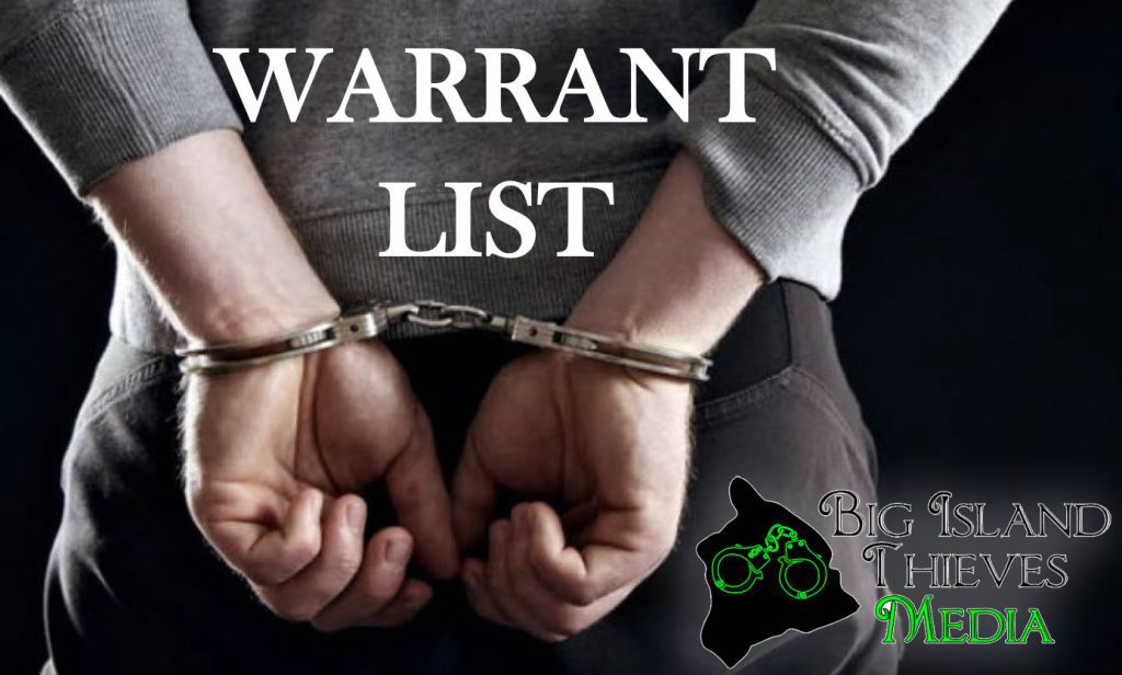 Big Island Police Weekly Release of Bench Warrant List Section